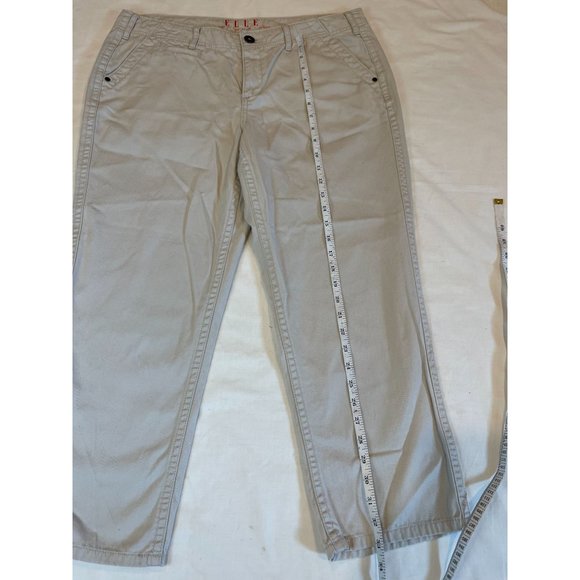 Elle Women Chino Pant 100% Cotton Mid Rise Flat Front Gray Size 14 - Picture 3 of 10